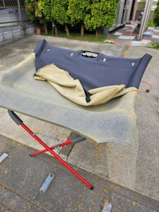 川越市ポルシェケイマンルーフヘッドライニング（天張り）張替え